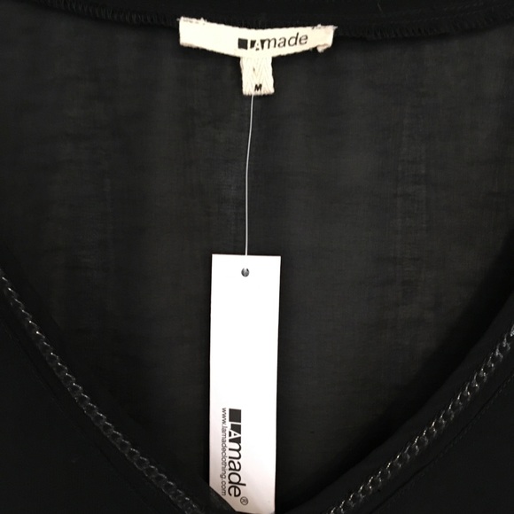 Gorgeous LA Made sheer black top with chain trim - Picture 2 of 7